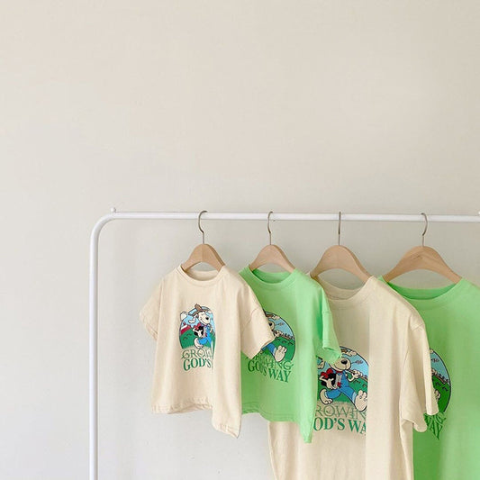 Puppy Print Cotton T-shirt 犬 Tシャツ【mh0012618】