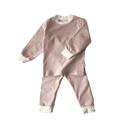 Cotton Basic Pajamas Set 無地 長袖Tシャツ ロングパンツ【mh0012698】