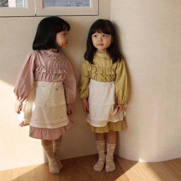 Ruffle Collar Layered Princess Dress フリル 長袖ワンピース【mh0012629】