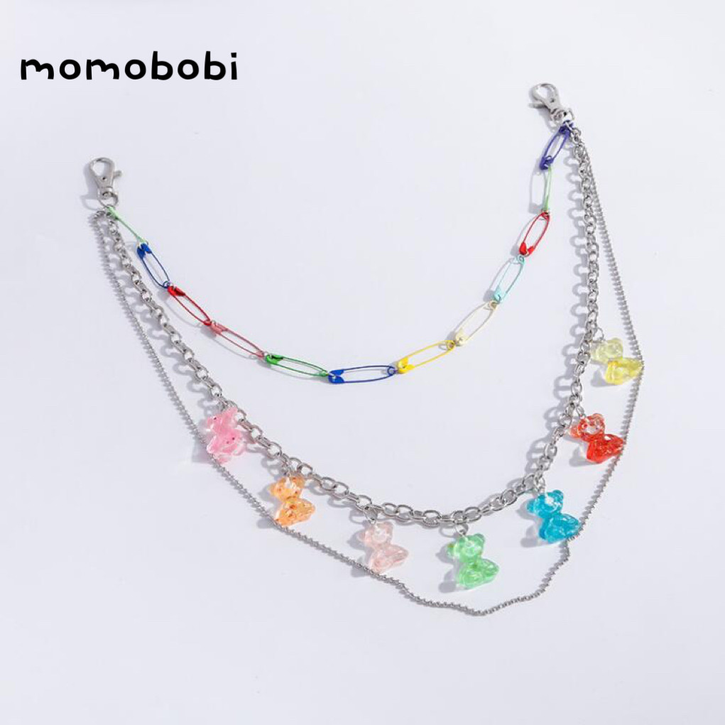 Gummy Bear Multi-Chain Accessory 安全ピン ベア 3連チェーン ネックレス【mh0013009】