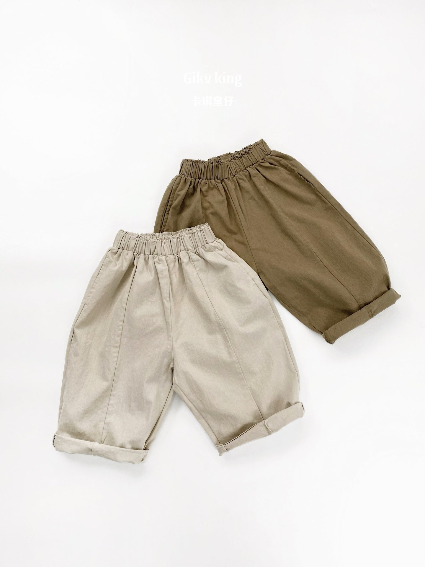 Woven Cotton Elastic Waist Tapered Pants Daily Tapered Pants [mh0012564]