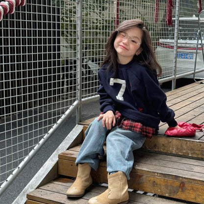 -ナンバーワッペン星柄フリーストレーナー【mh0010909】 - mamahalo shop - トレーナー・フーディ -  べビー服 - 子供服 - 男の子 - 女の子