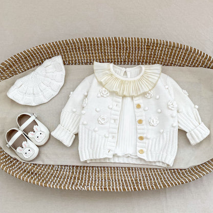 -かぎ編みフラワーニットカーディガン【mh0010846】 - mamahalo shop - カーディガン・パーカー -  べビー服 - 子供服 - 男の子 - 女の子