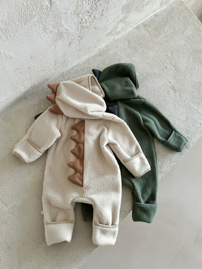 長袖ジャンプスーツ 恐竜 ダイナソーフーディ フリース カバーオール【mh0011859】