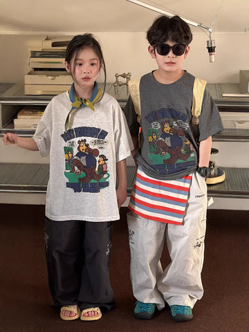 Bear Print Cotton T-shirt クマ プリント 半袖Tシャツ【mh0012510】