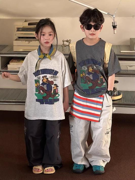 Bear Print Cotton T-shirt [mh0012510]