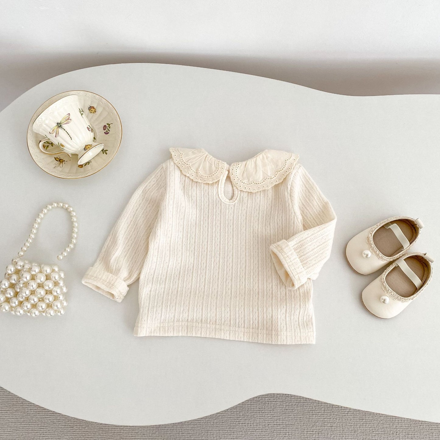 -ビッグフリルレース襟長袖Tシャツ【mh0010855】 - mamahalo shop - 長袖Tシャツ -  べビー服 - 子供服 - 男の子 - 女の子