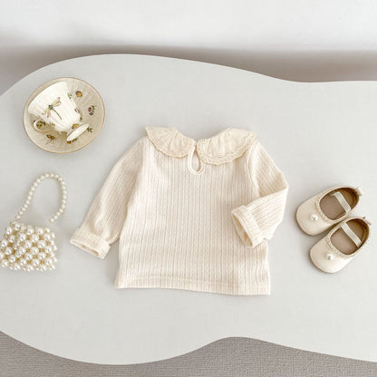 -ビッグフリルレース襟長袖Tシャツ【mh0010855】 - mamahalo shop - 長袖Tシャツ -  べビー服 - 子供服 - 男の子 - 女の子