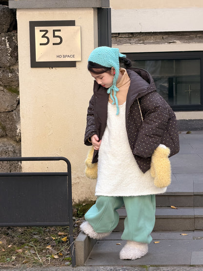 中綿ブルゾンジャケット 水玉ドットプリント フーディ アウター【mh0011861】