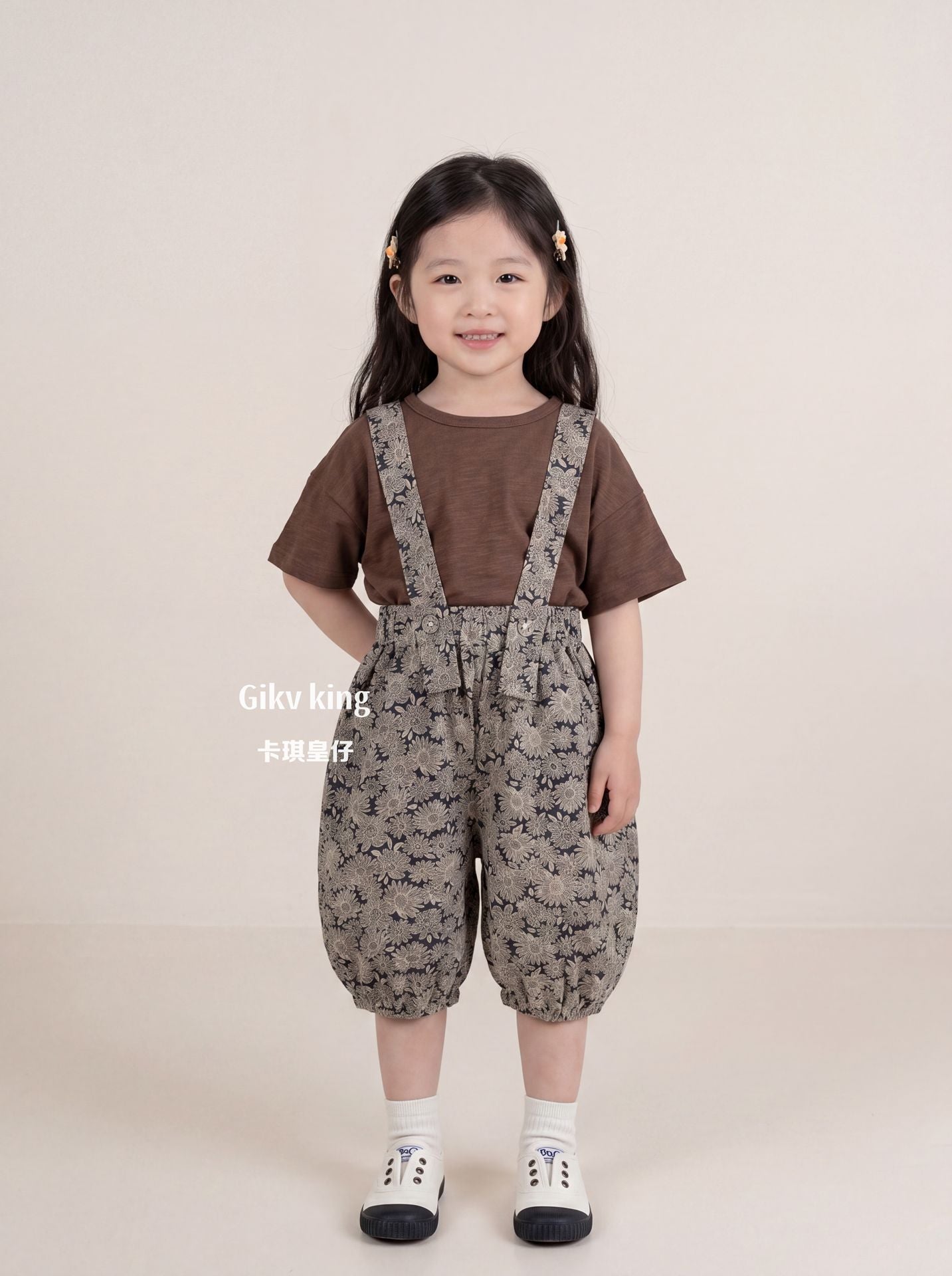 Floral Pattern Suspender Bloomers フラワー サロペットパンツ【mh0013488】