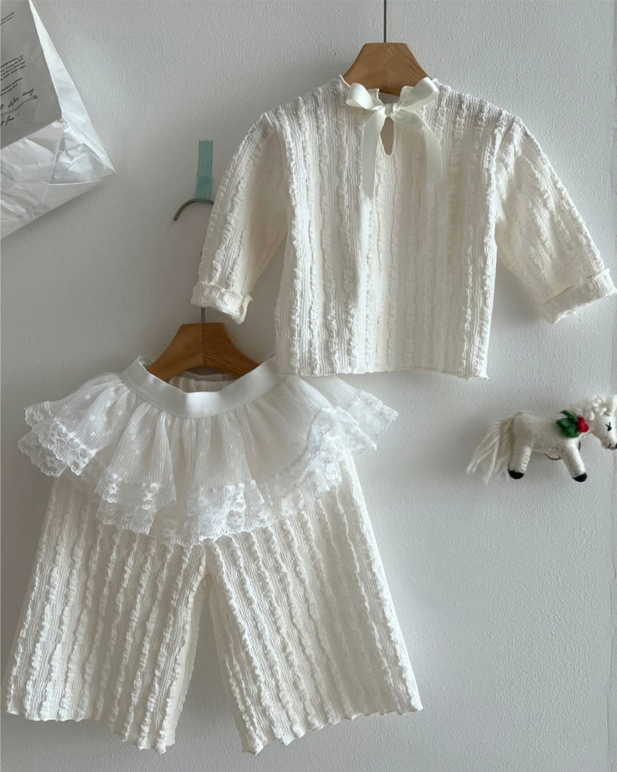 Kids' Ribbon Long-Sleeve Wide-Leg Pants Set [mh0013879]