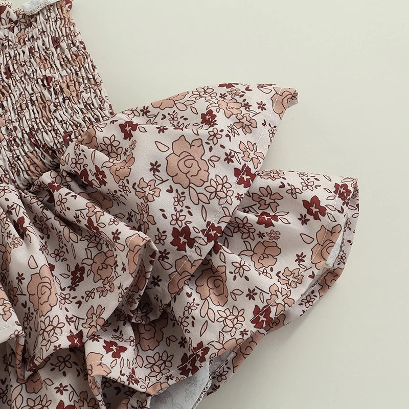 -ベビー キッズ セットアップ フラワー 花柄 ガールズ キャミソール ロンパース ワンピース ボーイズ セットアップ 半袖 シャツ ショートパンツ リンク 姉妹 兄弟 お揃い コーデ【mh0002074】 - mamahalo shop - ノースリーブワンピース -  べビー服 - 子供服 - 男の子 - 女の子