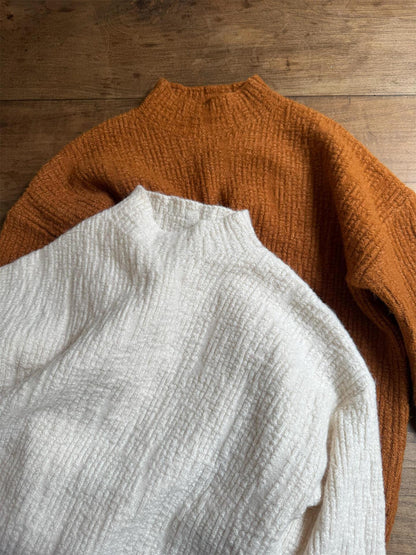 ボトルネックセーター ざっくり ハイネック シンプルプルオーバー【mh0011749】