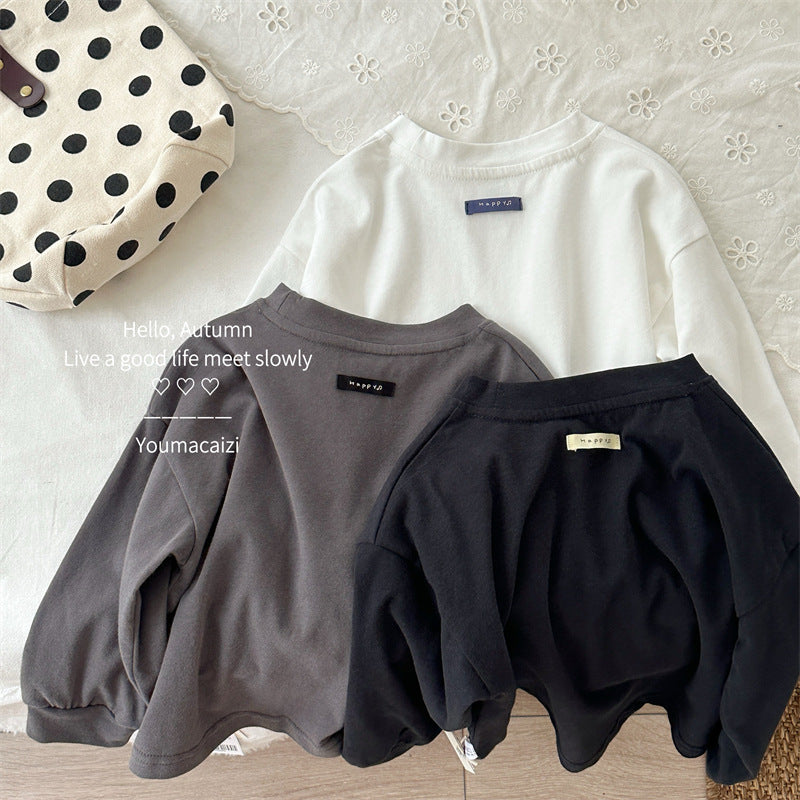 キッズ ワンポイントタグ ルーズ 長袖Tシャツ【mh0014163】