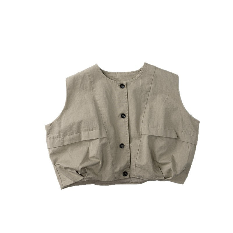 -フラップポケットノーカラーベスト【mh0010870】 - mamahalo shop - ベスト -  べビー服 - 子供服 - 男の子 - 女の子