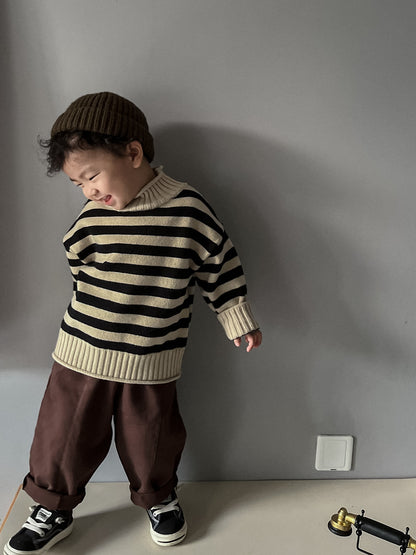Stripe Mock Neck Knit Sweater ボーダー ハイネックセーター【mh0000298】