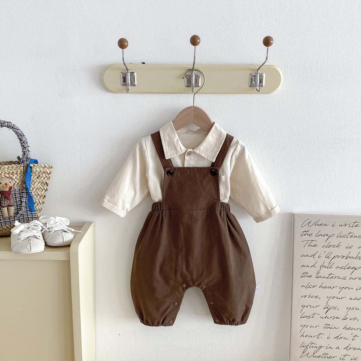 -長袖シャツ+サスペンダーオーバーオール セットアップ 2点セット【mh0010929】 - mamahalo shop - 長袖セットアップ -  べビー服 - 子供服 - 男の子 - 女の子