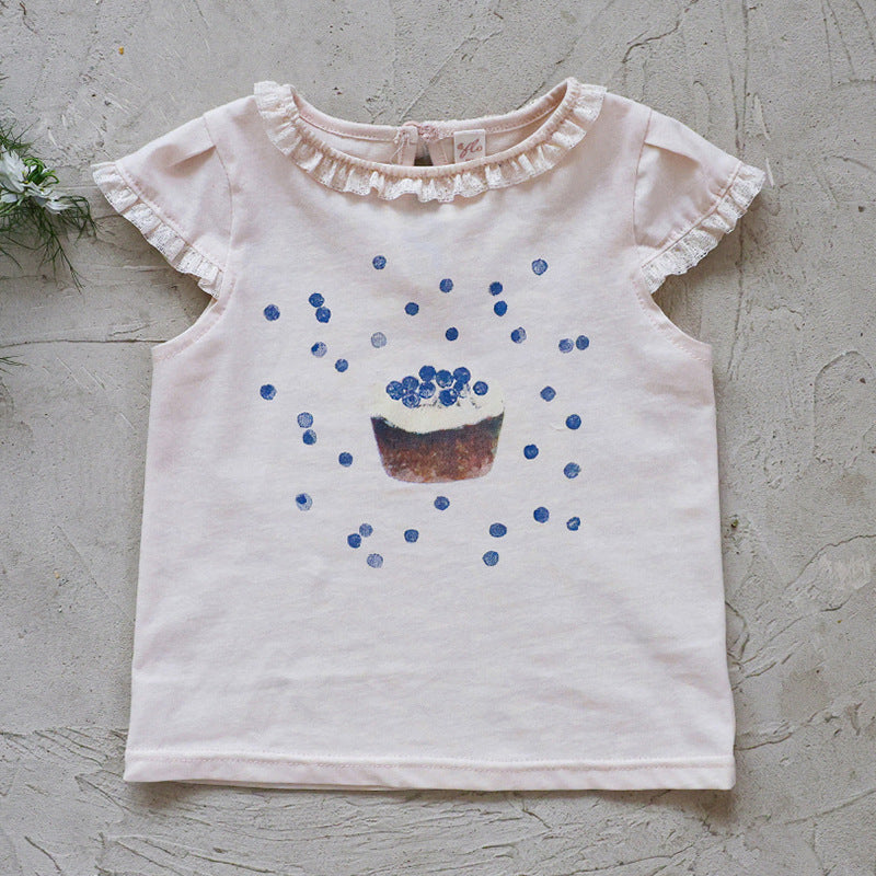 Flounce Sleeve Cupcake Tee フリルスリーブ カップケーキ Tシャツ【mh0012987】
