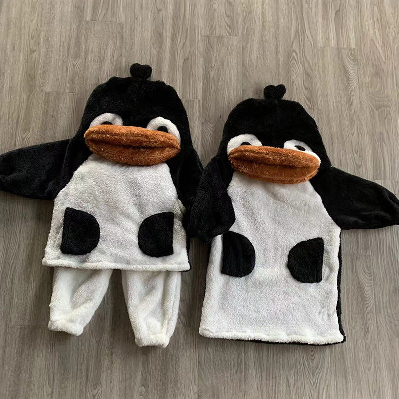 Conjunto de pijama para niños, disfraz, kigurumi de pingüino, disfraz, conjunto de una pieza, conjunto de 2 piezas, conjunto a juego, unisex, niños, niñas, ropa infantil
