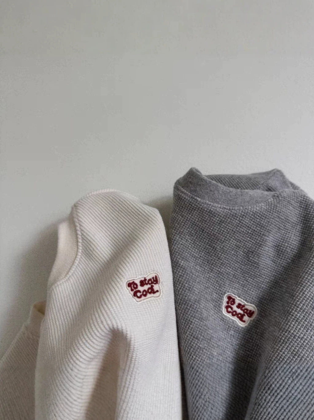 Sudadera de manga larga con logotipo para bebé y niño, tejido waffle【mh0014629】