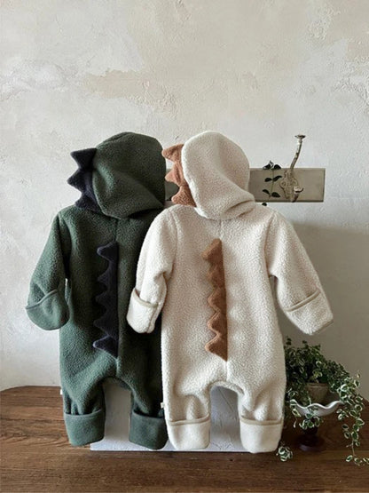 長袖ジャンプスーツ 恐竜 ダイナソーフーディ フリース カバーオール【mh0011859】