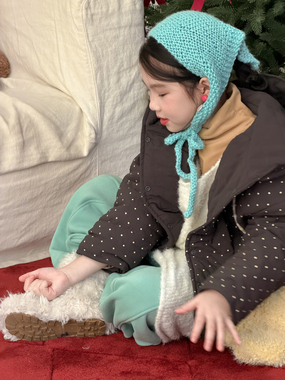 中綿ブルゾンジャケット 水玉ドットプリント フーディ アウター【mh0011861】