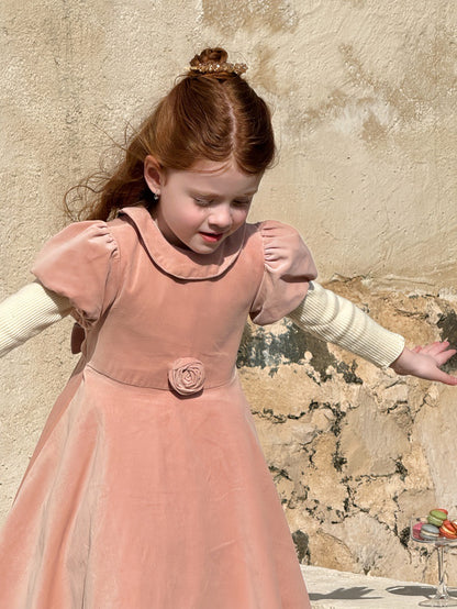 半袖パフスリーブワンピース レトロ クラッシック 発表会 ドレス【mh0011892】