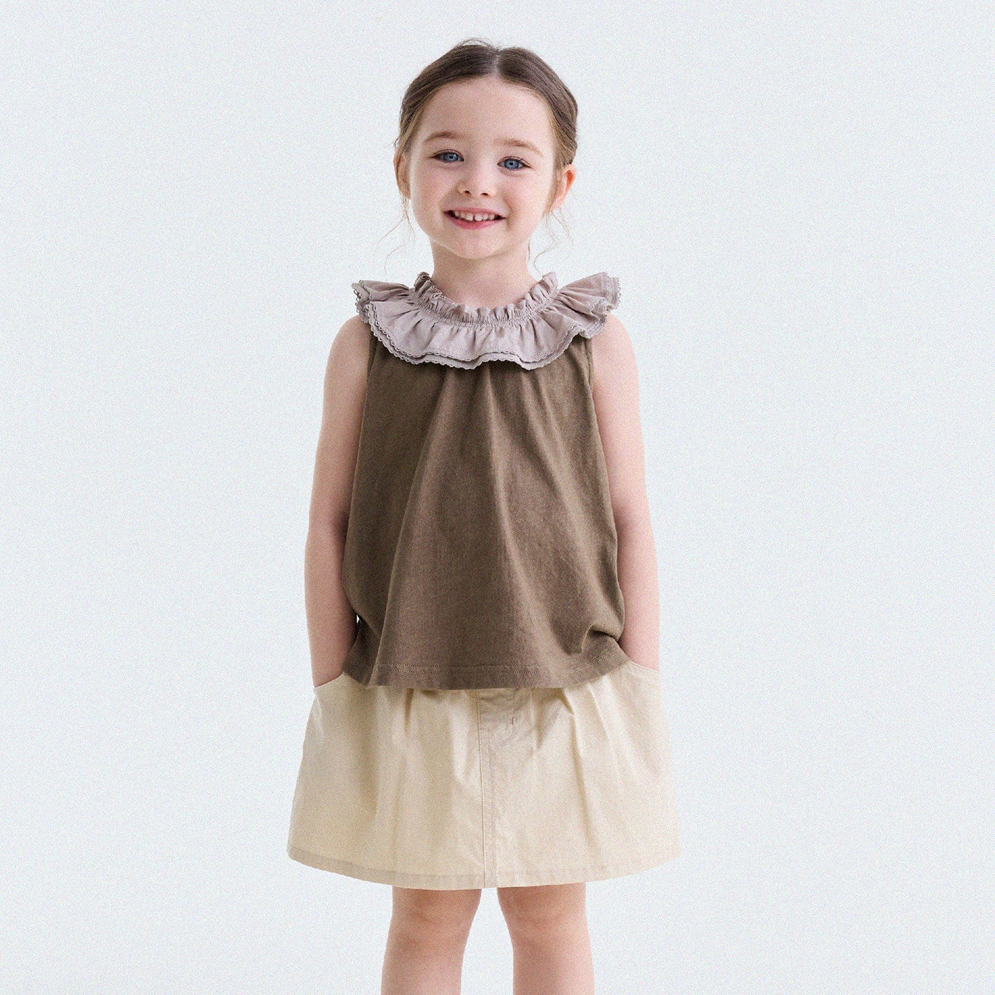 Ruffle Collar Cotton Vest フリルカラー ノースリーブブラウス【mh0013202】