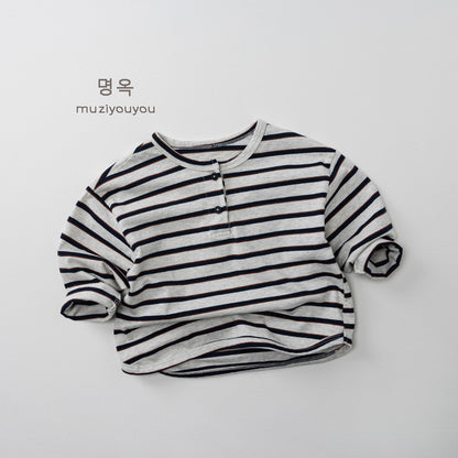 -ヘンリーネックボーダー長袖Tシャツ【mh0010862】 - mamahalo shop - 長袖Tシャツ -  べビー服 - 子供服 - 男の子 - 女の子