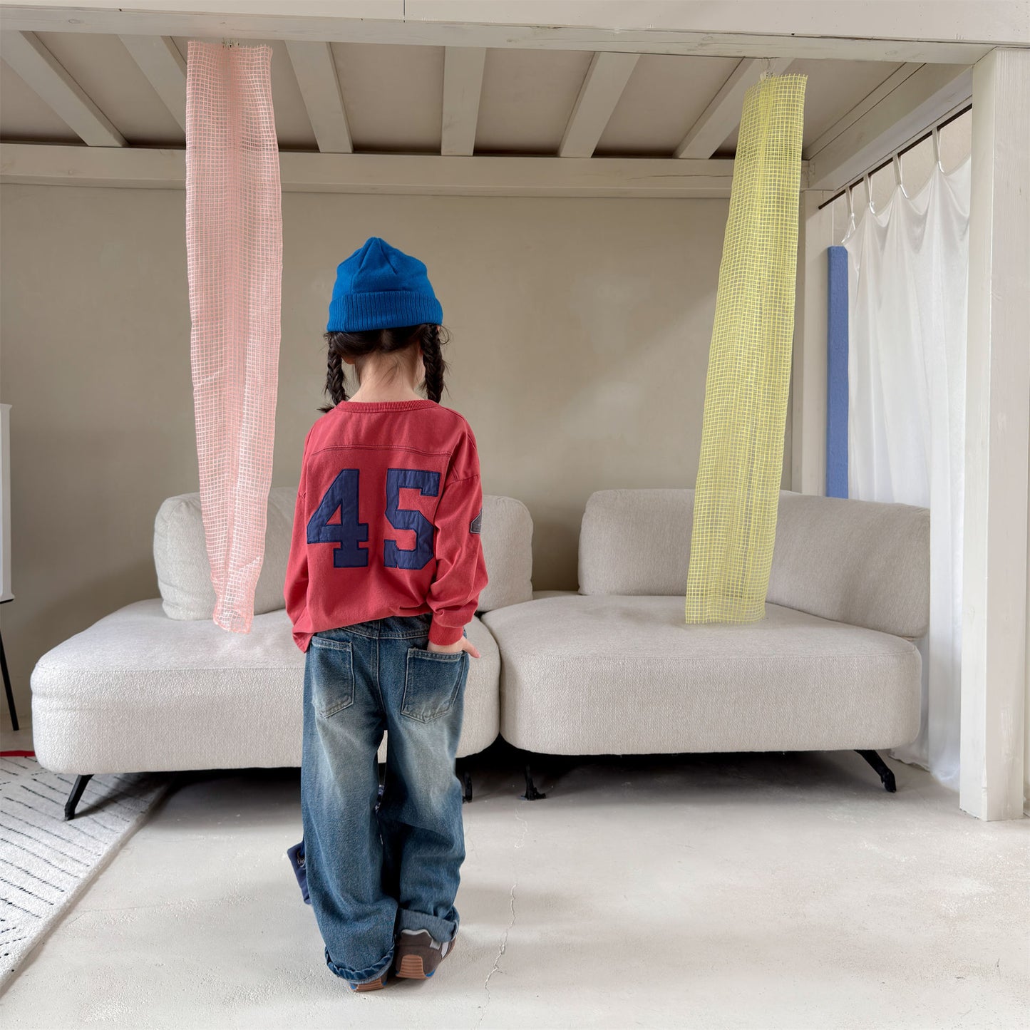 Kids' Hand-Drawn Print Pocket Loose Denim Pants [mh0014063]