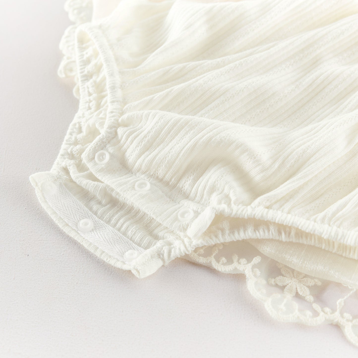 Lace Ruffle Mesh Patchwork Puff Sleeve Romper レース 半袖ロンパース【mh0013433】