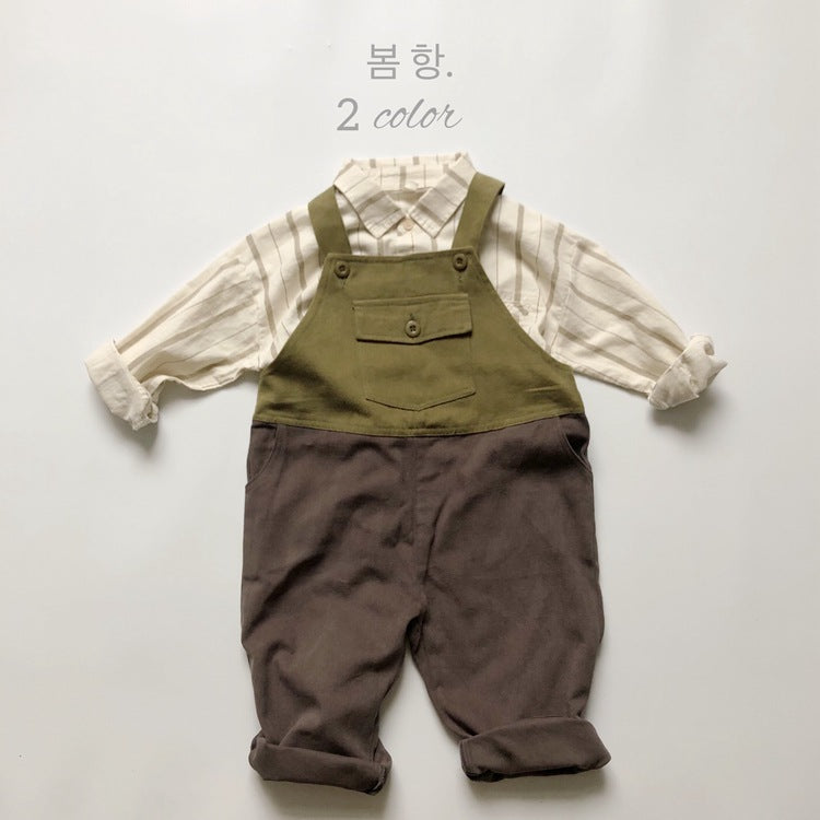 キッズ 切り替え 配色 サロペット オーバーオール【mh0000647】