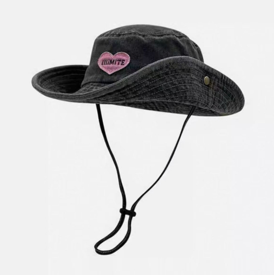 Heart Embroidered Safari Hat
