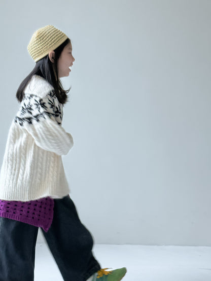 -ノルディック柄ニットジップアップカーディガン ラグランニットトップス【mh0010962】 - mamahalo shop - カーディガン・パーカー -  べビー服 - 子供服 - 男の子 - 女の子