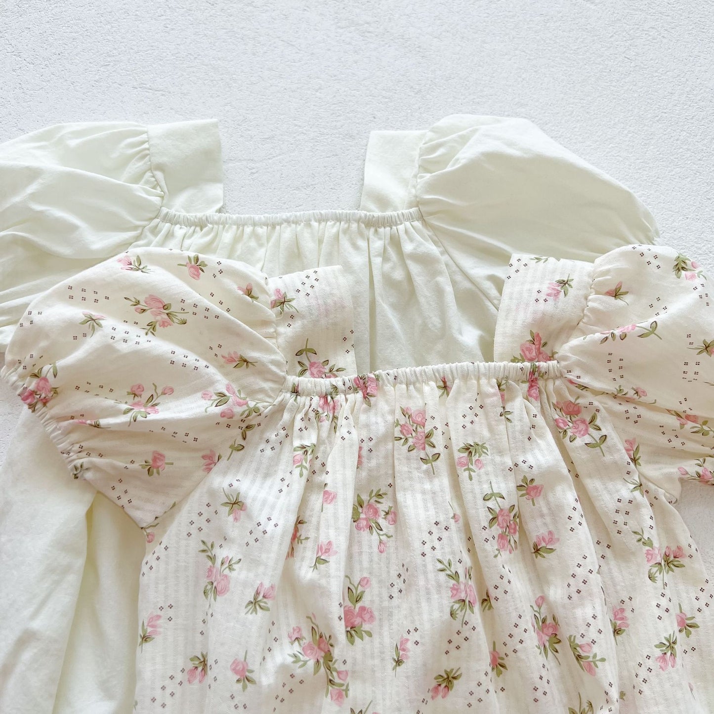 Baby Floral Solid Ribbon Short/Long Sleeve Romper [mh0000723]