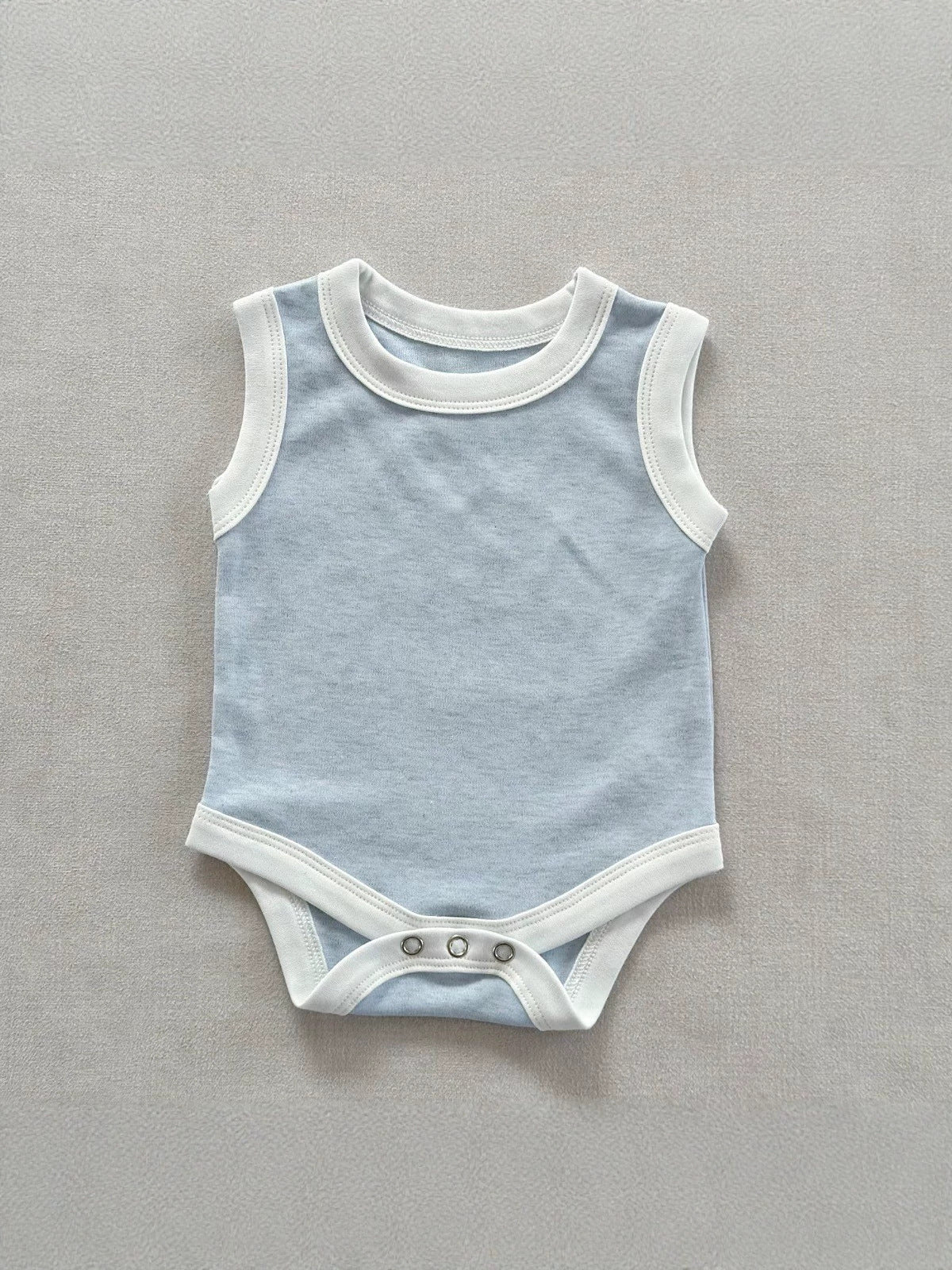 Sleeveless Piping Newborn Baby Romper [mh0013282]