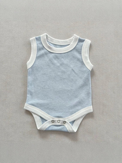 Sleeveless Piping Newborn Baby Romper [mh0013282]