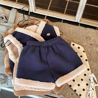 裏ボアセットアップ 2点セット ベスト+ショートパンツ【mh0011906】