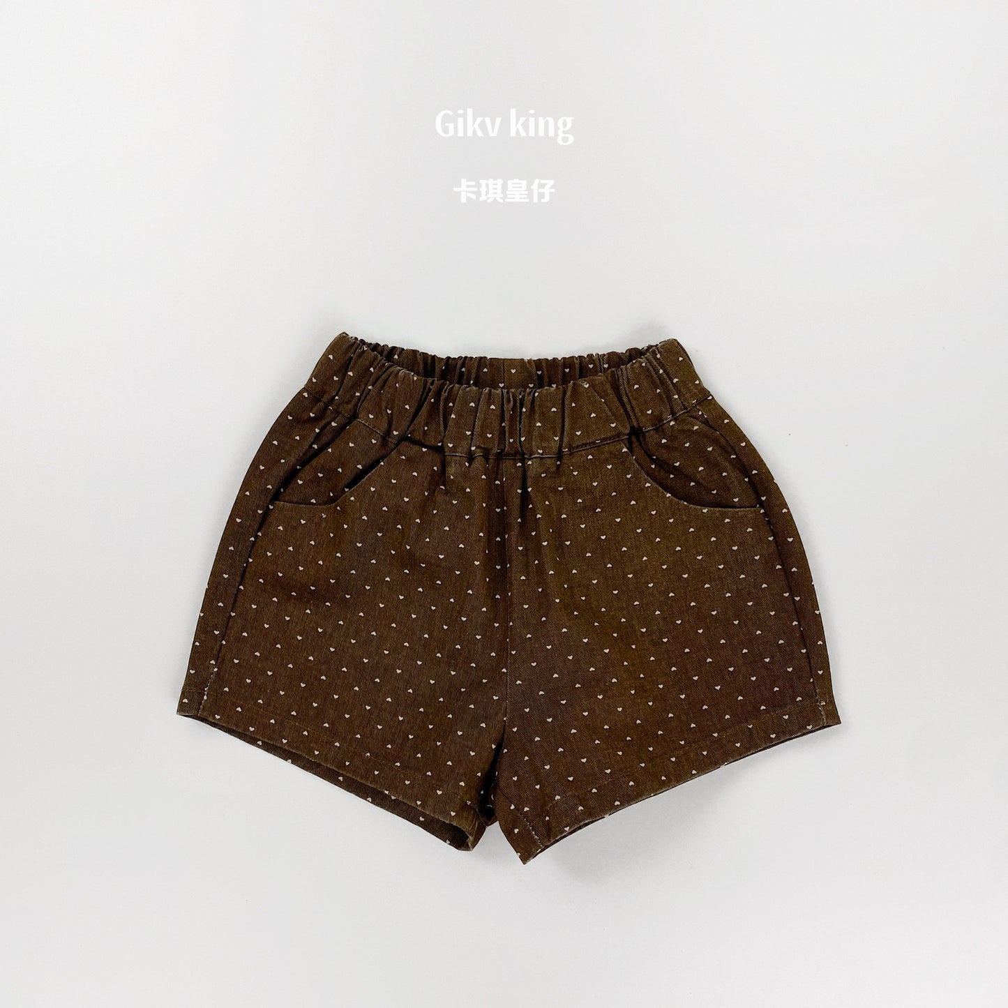 Heart Pattern Elastic Waist Cotton Shorts ハート ショートパンツ【mh0013483】