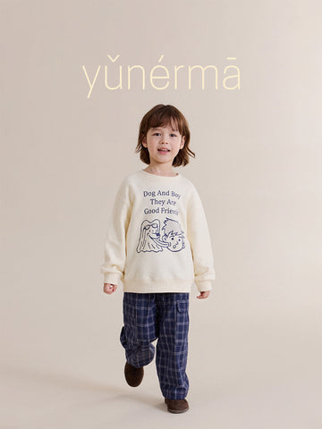 Sudadera de cuello redondo con estampado ilustrado para niños y jóvenes [mh0014260]