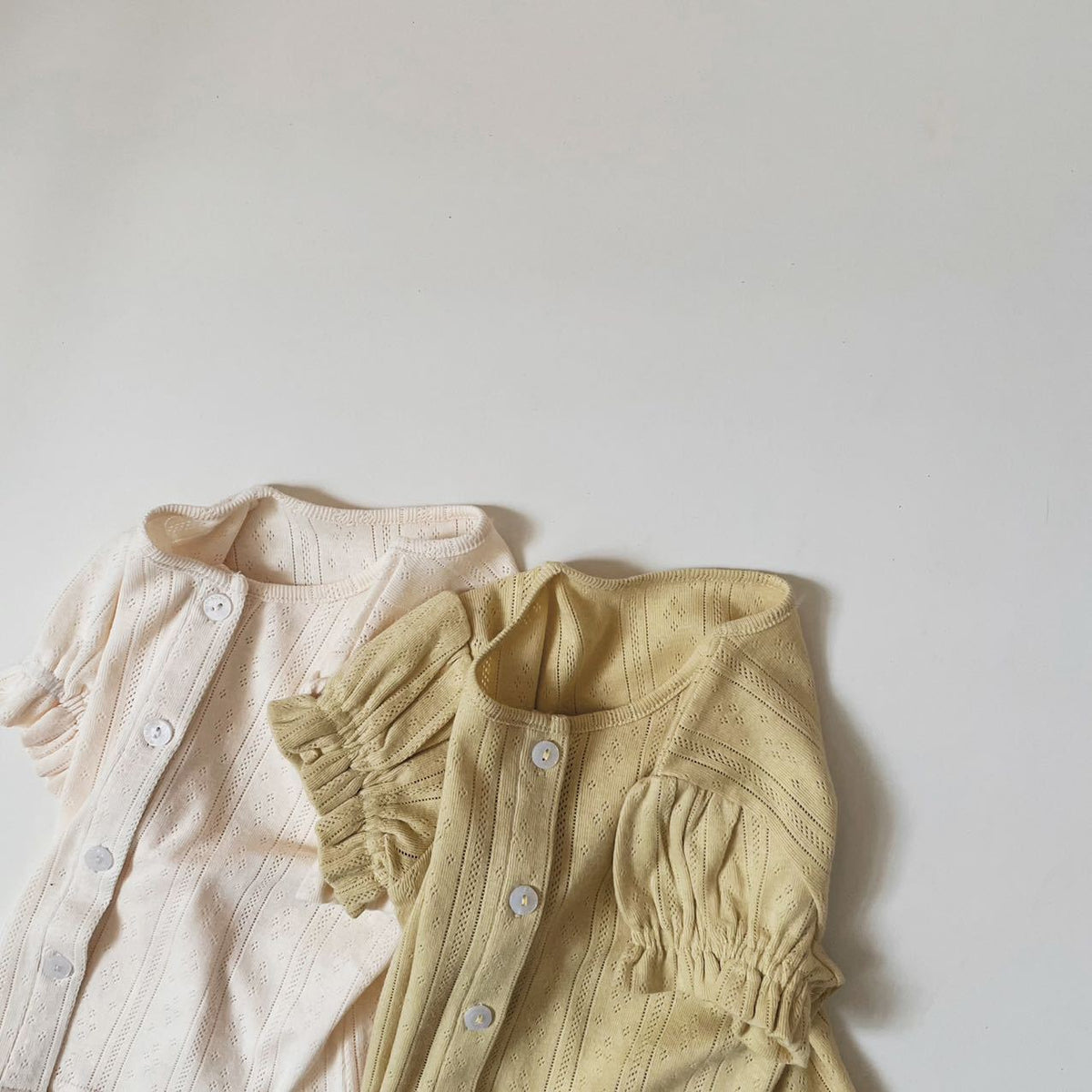 Baby Eyelet Puff Sleeve Short Sleeve Blouse and Shorts Set