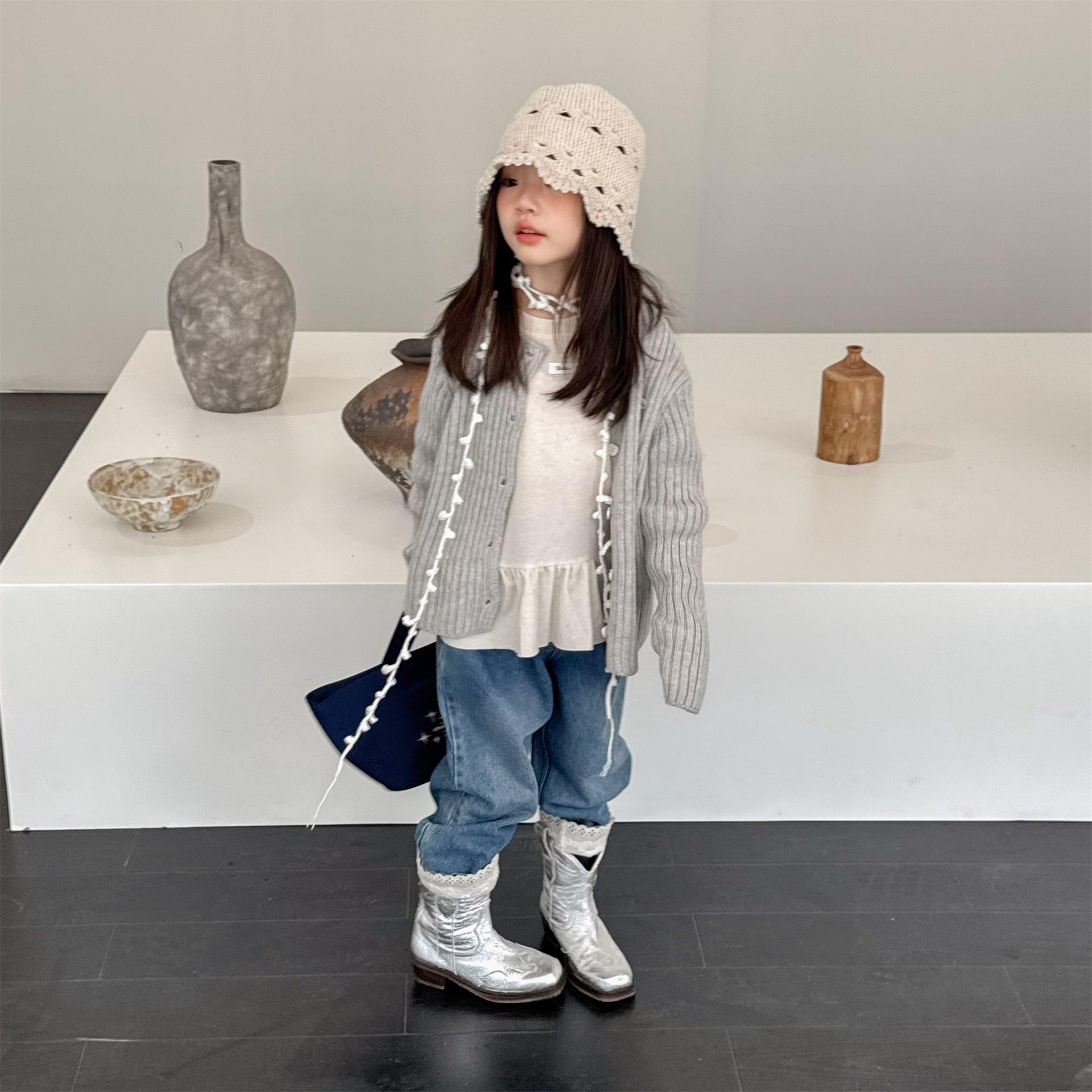 -裾レース付きデニムパンツ ジーンズ【mh0010805】 - mamahalo shop - デニムパンツ -  べビー服 - 子供服 - 男の子 - 女の子
