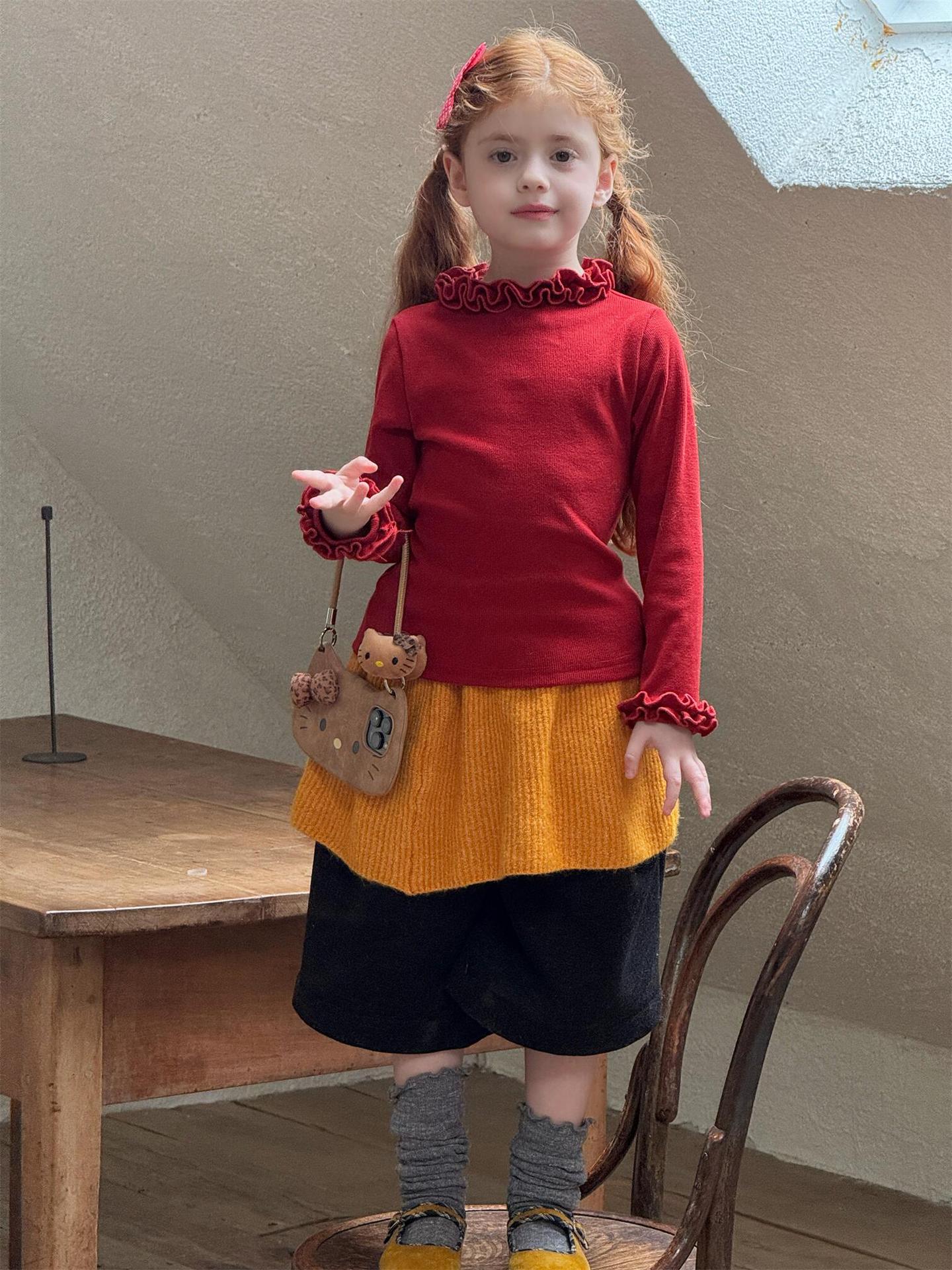 長袖Tシャツ ラッフルフリルカラー カットソー【mh0011761】