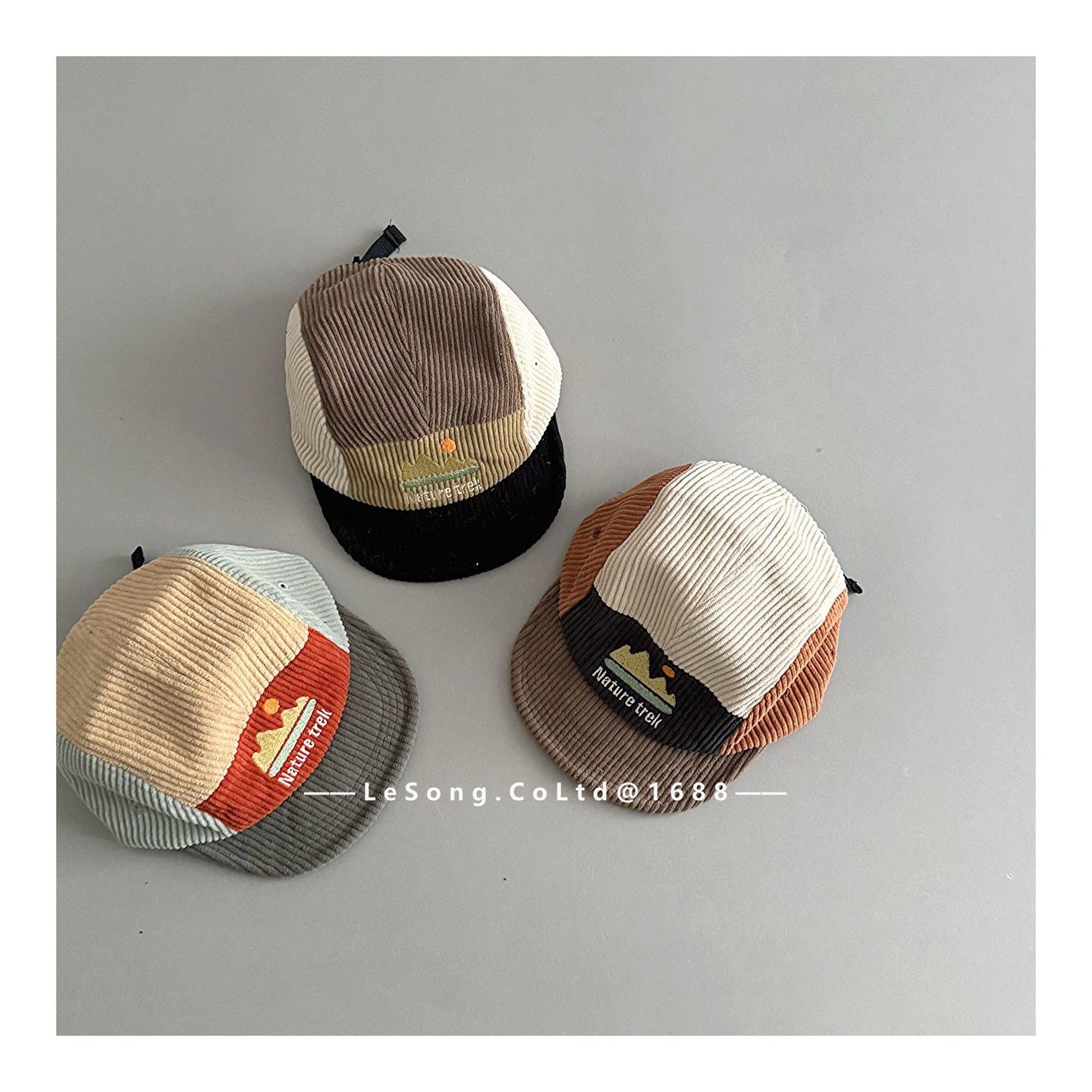 キッズ帽子 コーデュロイ カラーブロック 野球帽【mh0011813】