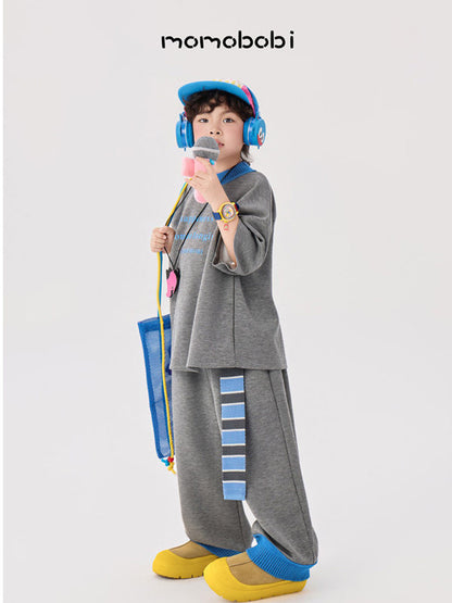 Contrast Rib Tee Long Pants ロゴTシャツ ロングパンツ セット【mh0013008】