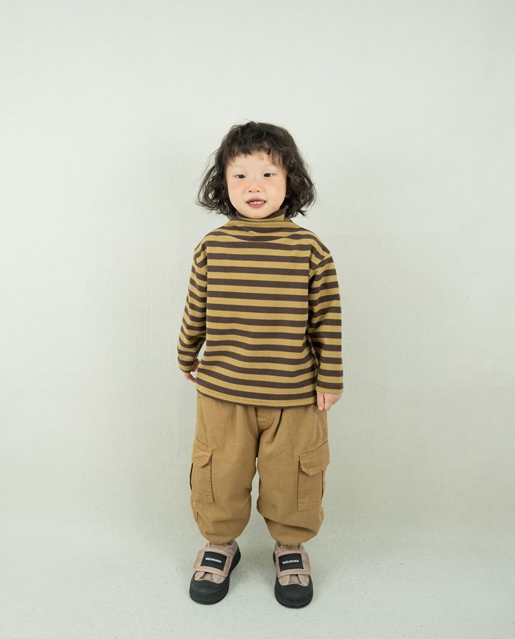 キッズ ボーダー ハイネック 長袖 Tシャツ【mh0013926】