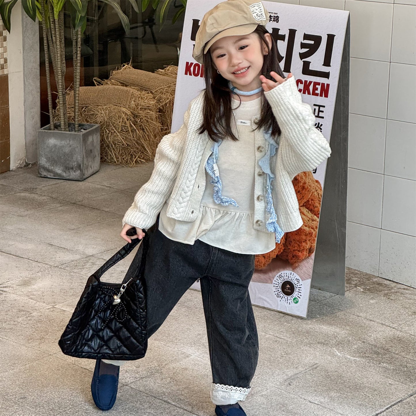 -裾レース付きデニムパンツ ジーンズ【mh0010805】 - mamahalo shop - デニムパンツ -  べビー服 - 子供服 - 男の子 - 女の子
