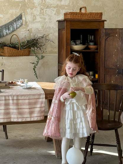 ノースリーブワンピース ファーフリンジ ティアードケーキスカート【mh0011884】