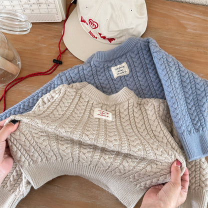 ケーブル編みクルーネックセーター【mh0010906】