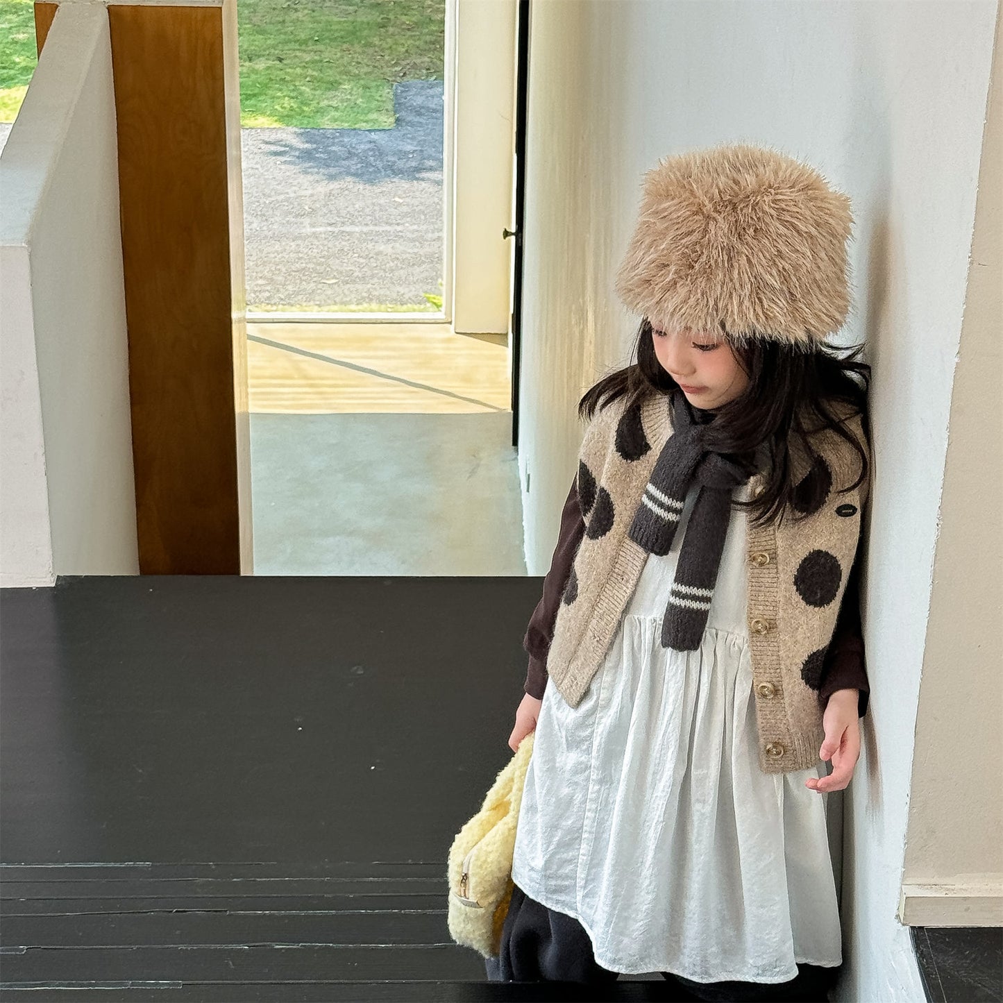 ニットベスト コインドット 水玉 前あき【mh0011922】